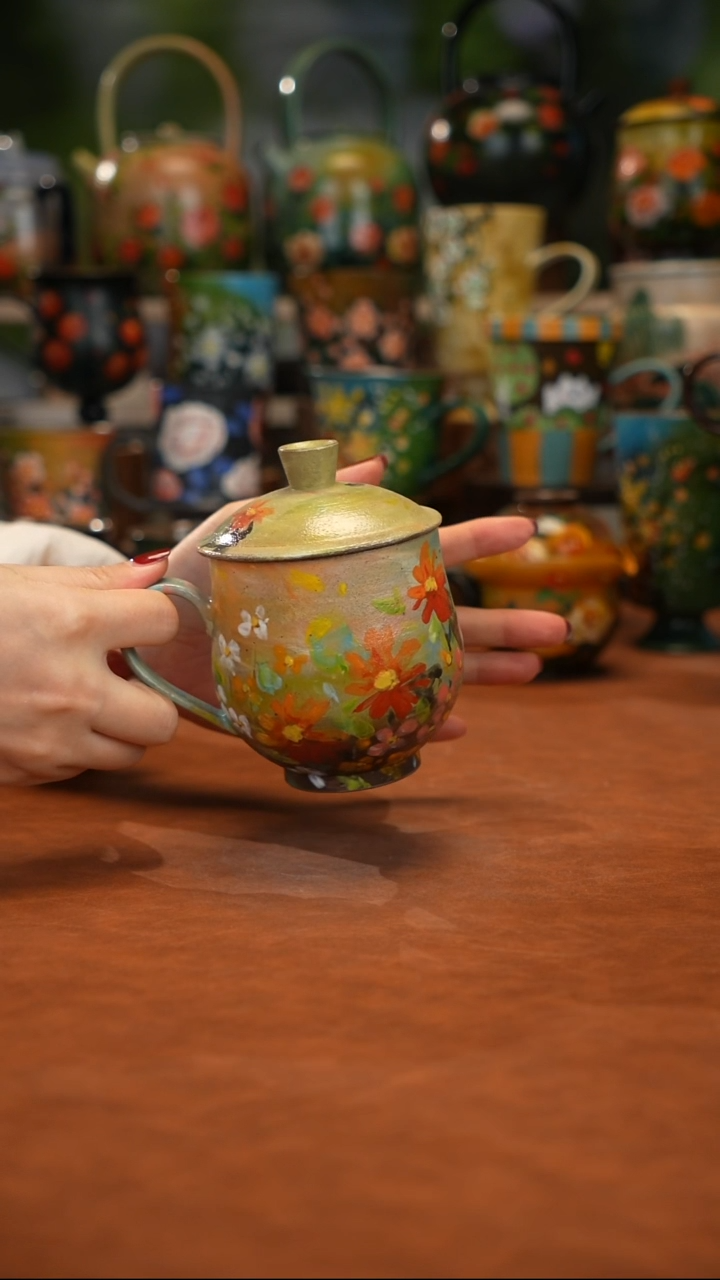 紫砂油画手绘釉下彩