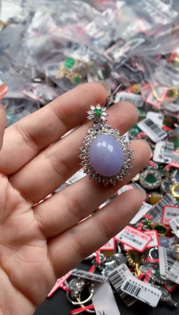 银S925镶嵌戒指翡翠天然A货缅甸翡翠