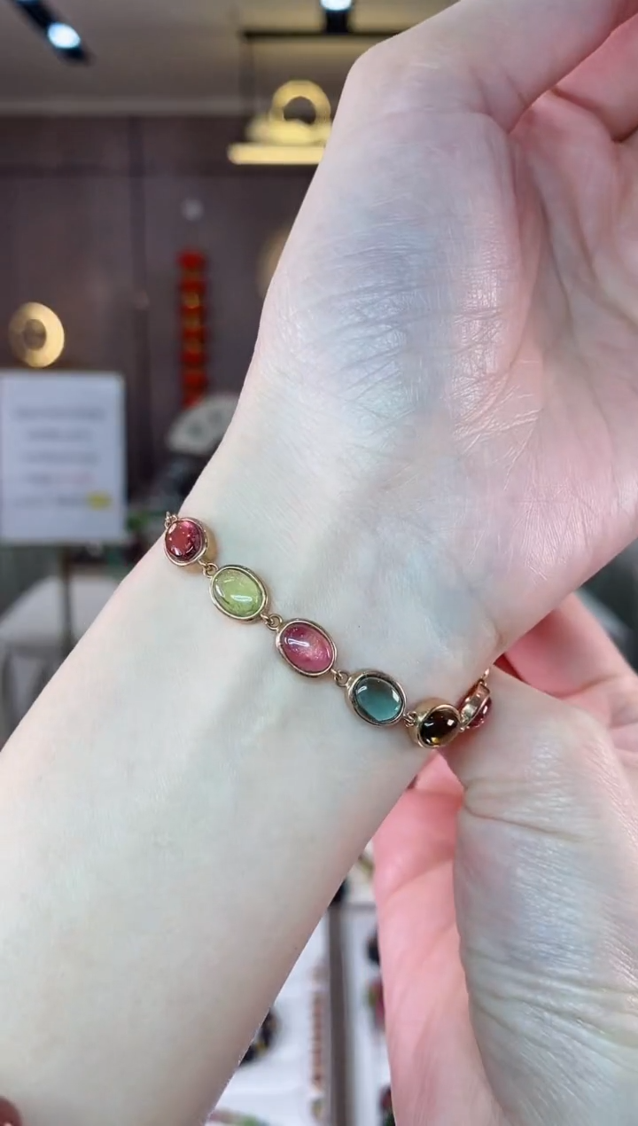 【闪购商品】碧玺碧玺镶嵌手链未镶嵌一物一证dan