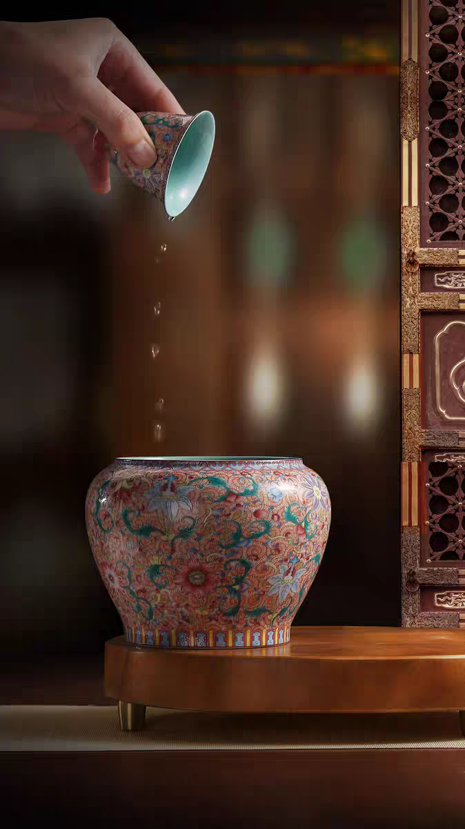 五颜六器 花开盛世-万象建水/茶渣罐粉彩重工茶器送礼精致茶器