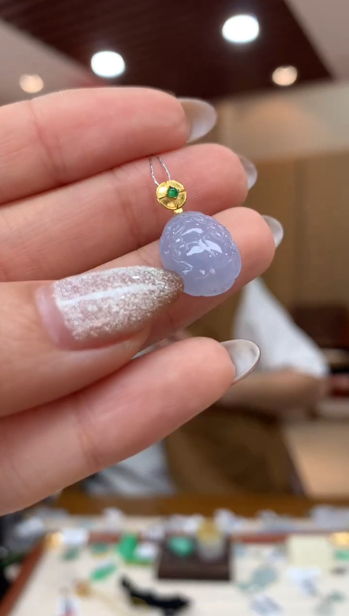 吊坠(不含链)18K金镶嵌翡翠貔貅