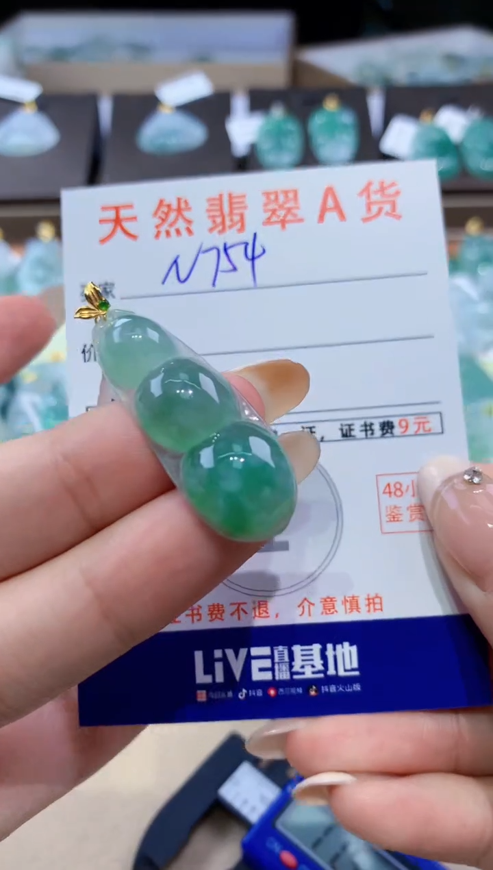 颈饰18K金镶嵌翡翠天然缅甸翡翠A货挂件 