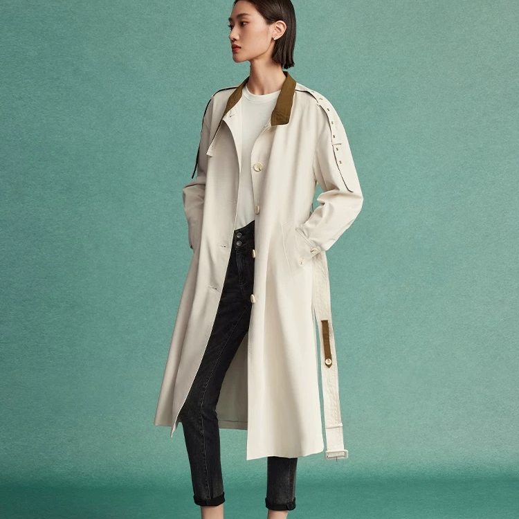 【小七专属】撞色工装式风衣气质大衣M424302905