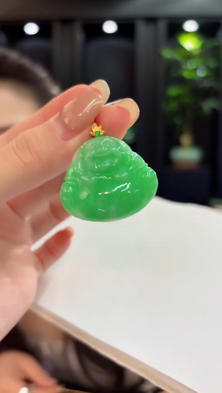 吊坠(不含链)18K金镶嵌翡翠 缅料A货/支持复检/一件