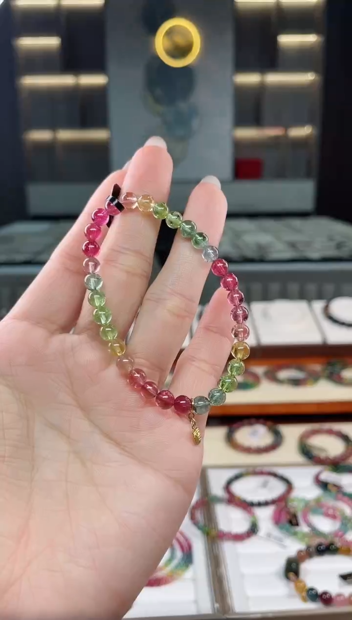 未镶嵌老矿碧玺单圈手串5mm+碧玺（多样性发一条）T