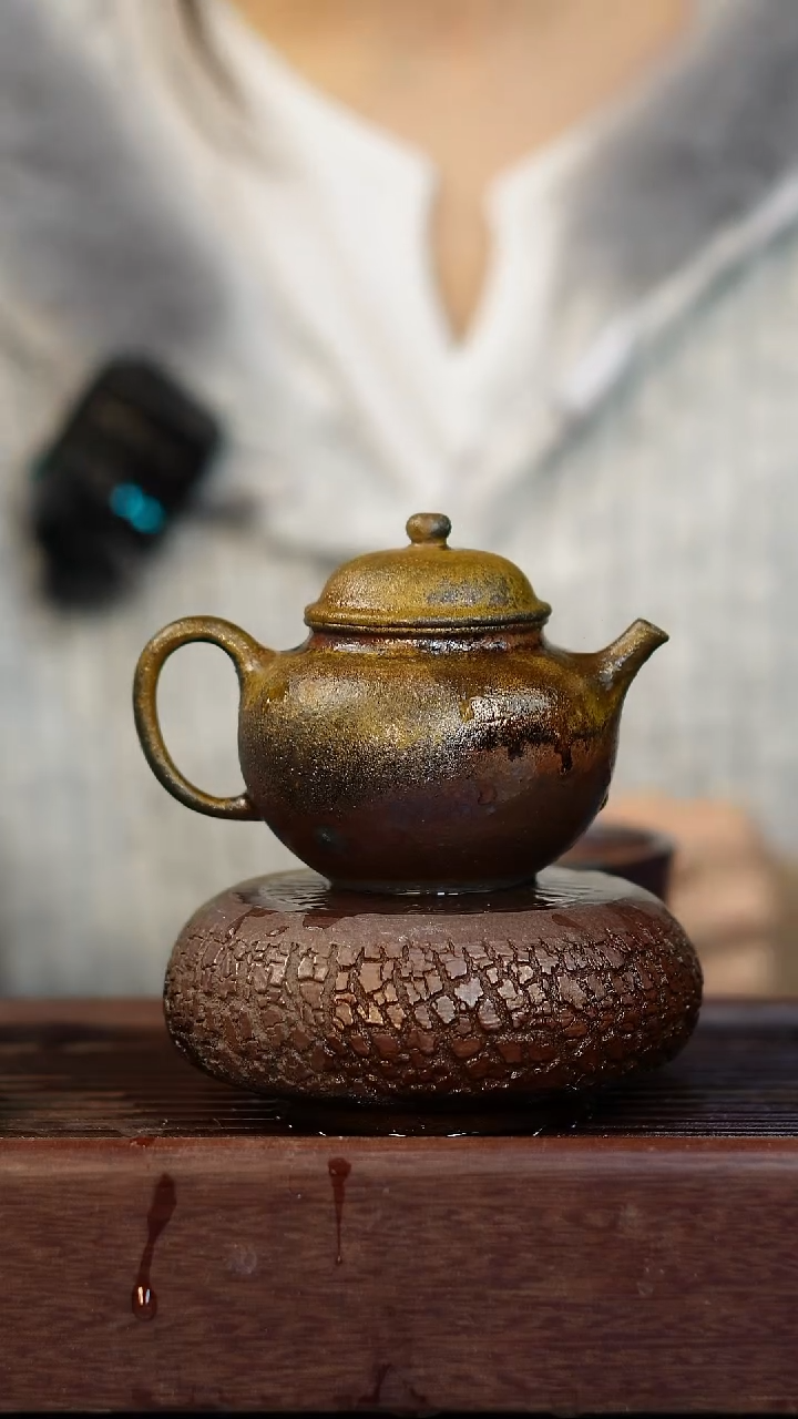 茶壶紫砂柴烧紫砂天青小苹果