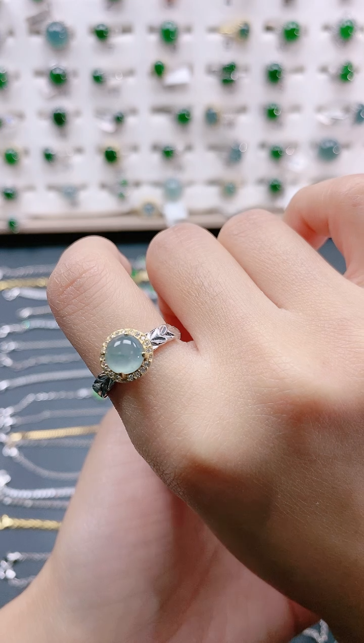 【闪购商品】翡翠戒指银S925镶嵌天然翡翠