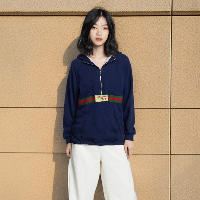 95新 GUCCI/古驰 /卫衣/logo刺绣连帽长袖卫衣/12码（大童）0002028