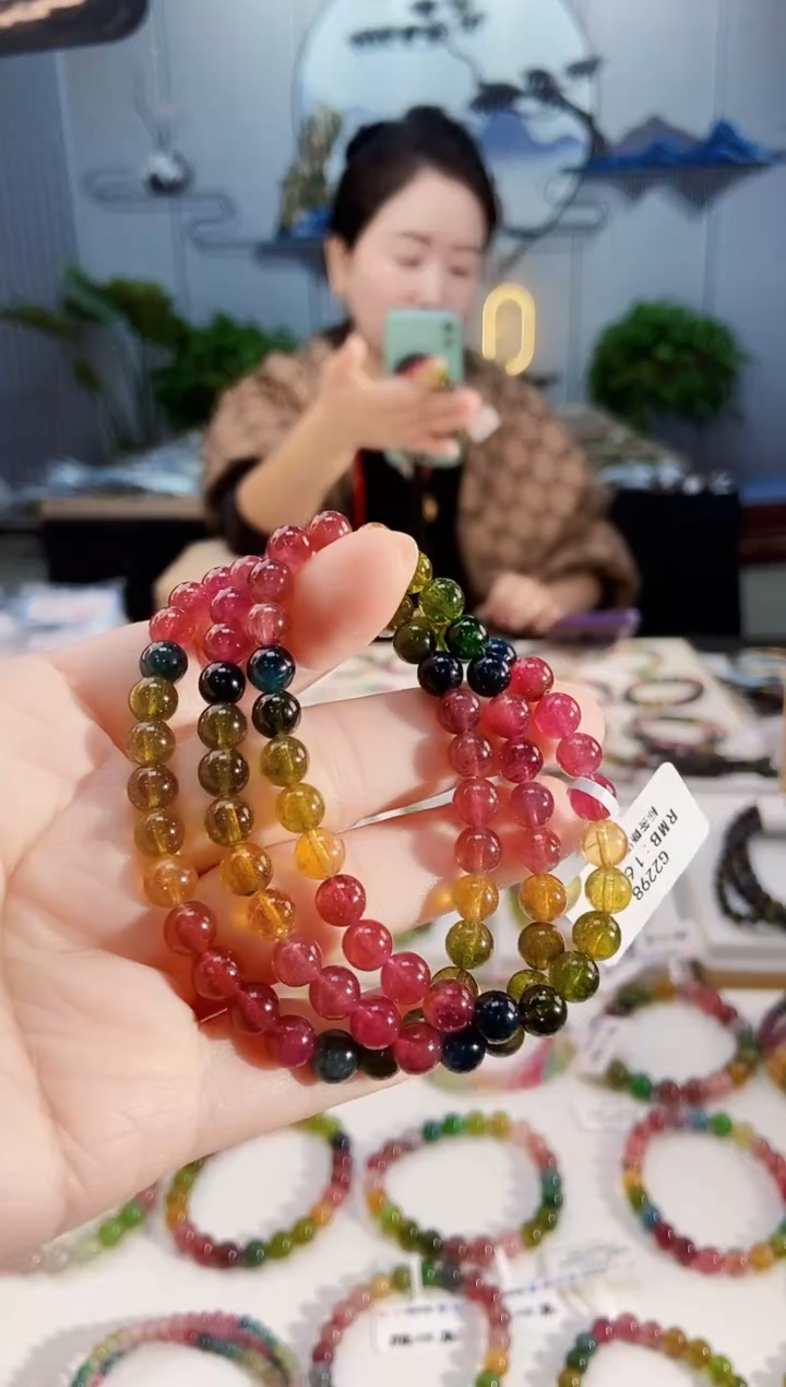 【闪购商品】碧玺手链未镶嵌G2298三圈颜色微差发1