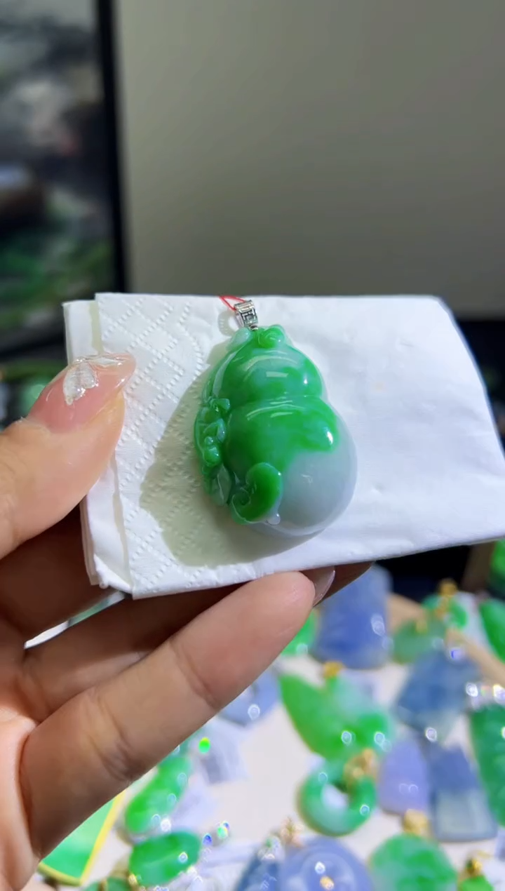 【闪购商品】翡翠颈饰18K金镶嵌Q缅料A货翡翠/支持复检/一件