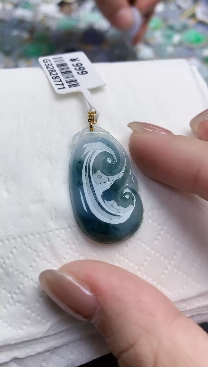 【闪购商品】翡翠颈饰18K金镶嵌天然缅甸翡翠A货