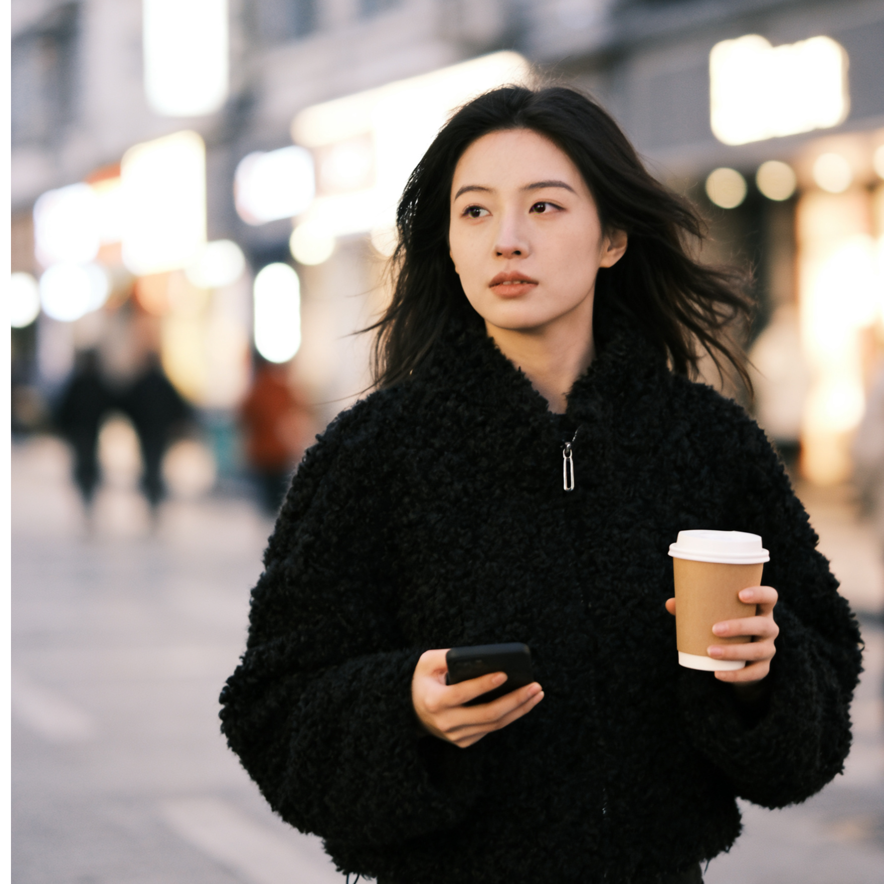 109皮毛一体仿羊羔毛外套女2025冬季新款高级感立领拉链短款外套