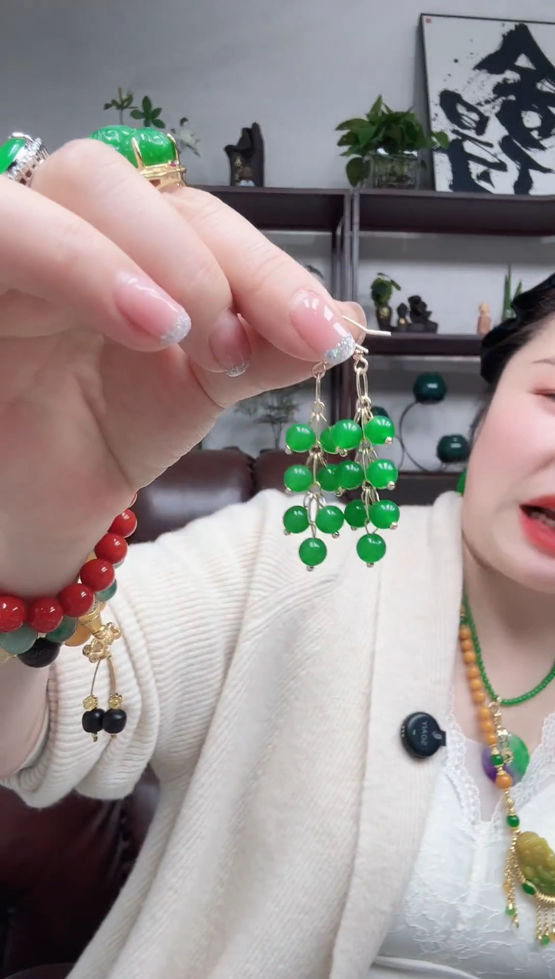 未镶嵌翡翠耳坠葡萄耳坠（绿）