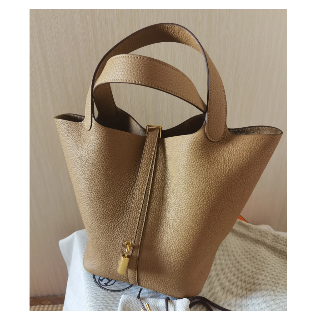 95新 Hermes/爱马仕 小花Jerry活动22 菜篮子 S2风衣灰 TC皮 Z刻