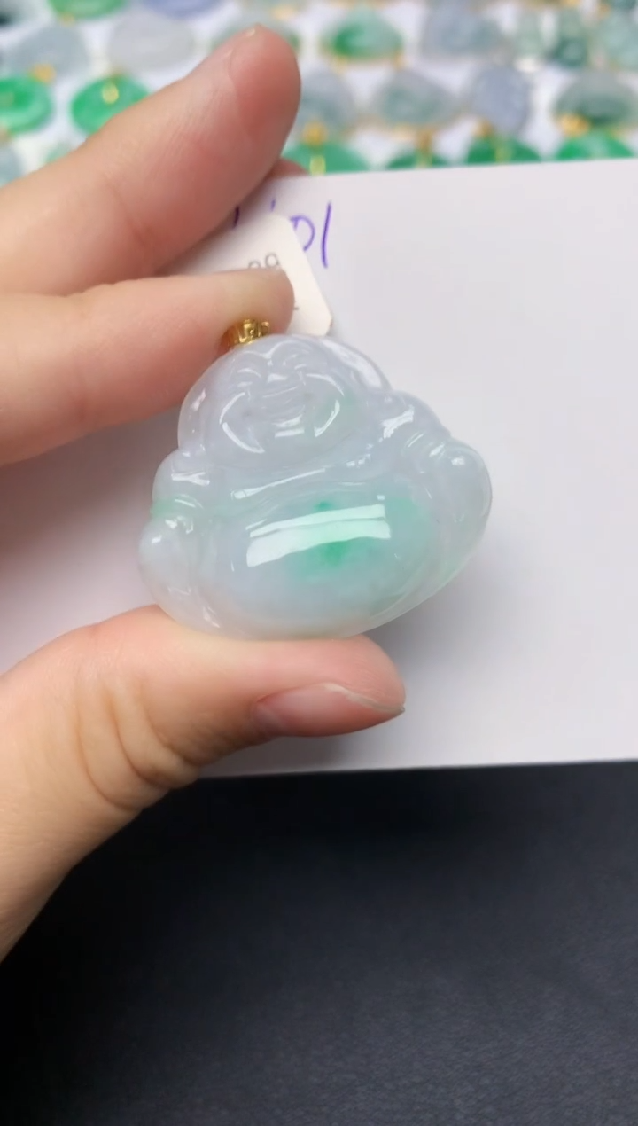 颈饰18K金镶嵌翡翠天然缅甸A货翡翠百元以上9元证书费自理