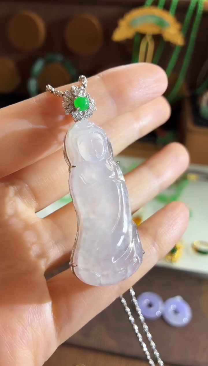 吊坠(不含链)18K金镶嵌翡翠吊坠