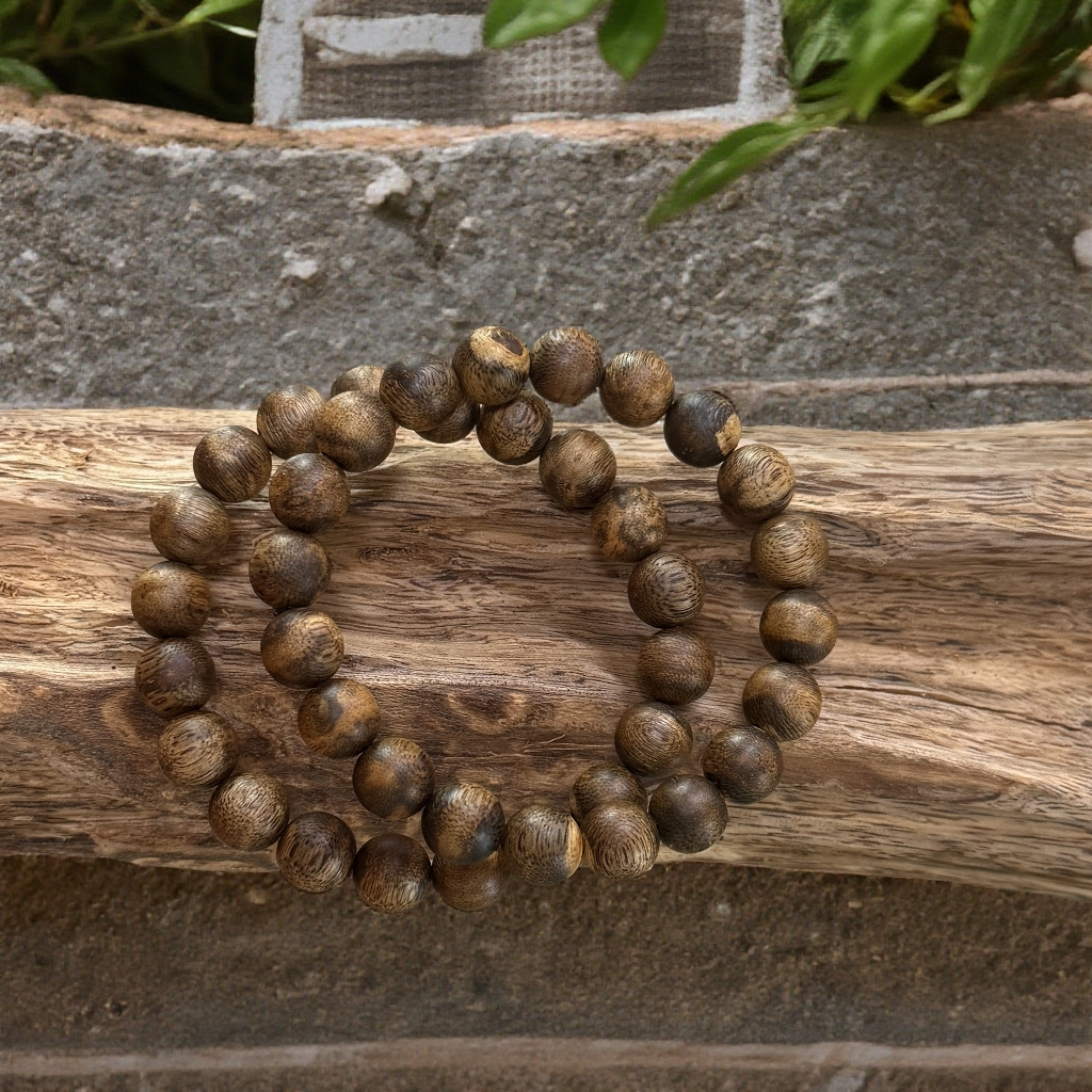 沉香圆珠单圈10mm绿奇楠沉香手串