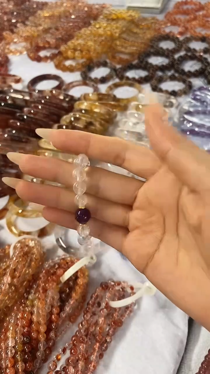 11碧玺（处理）白紫双拼水晶手串