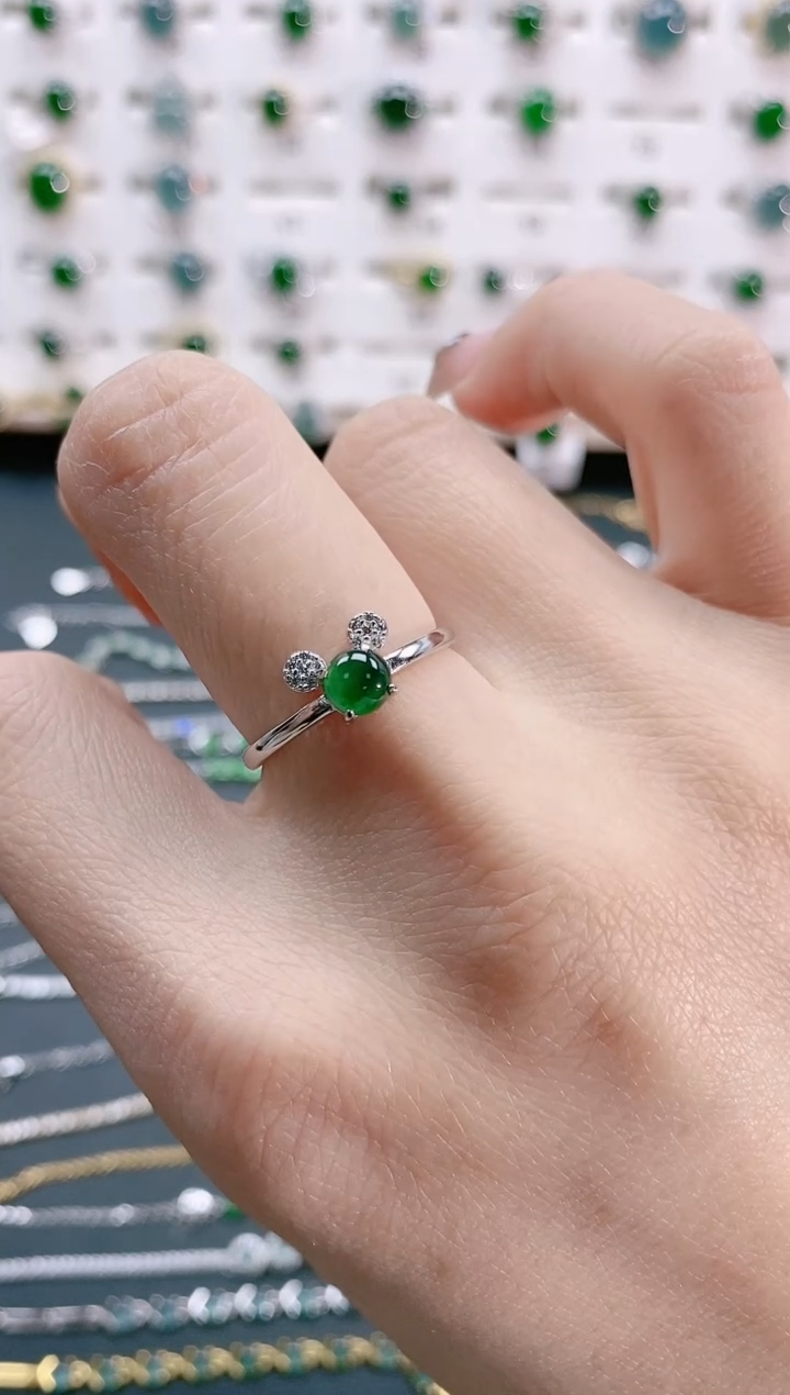 【闪购商品】翡翠戒指银S925镶嵌天然翡翠