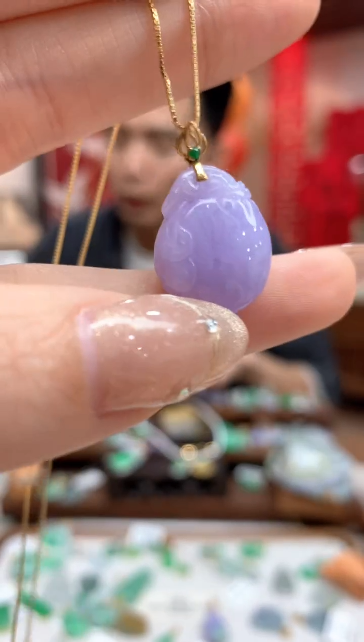 【闪购商品】翡翠吊坠(不含链)18K金镶嵌钱袋