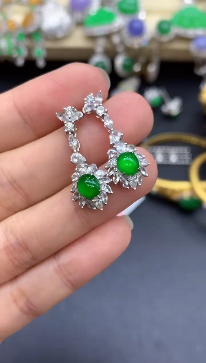 18K金镶嵌翡翠耳饰776-中国好珍宝