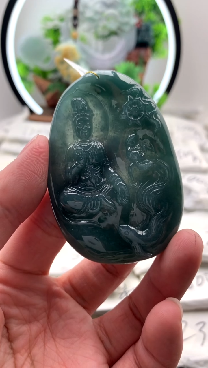 【闪购商品】翡翠颈饰未镶嵌观音【品质一般能接受再拍】