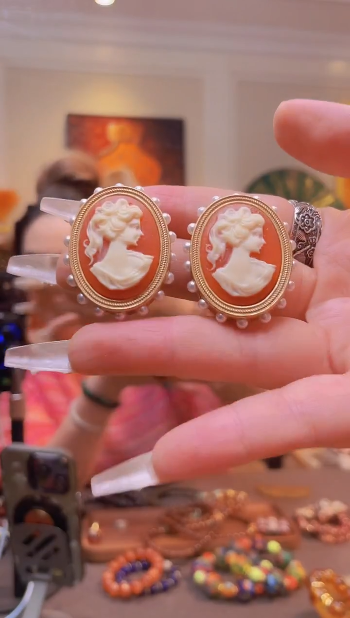 贝壳摆件未镶嵌贝雕耳环