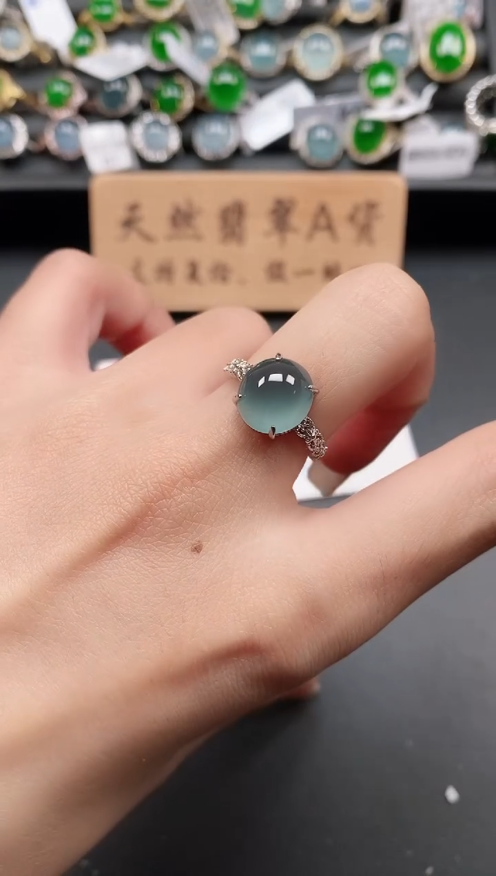 银S925镶嵌戒指翡翠11