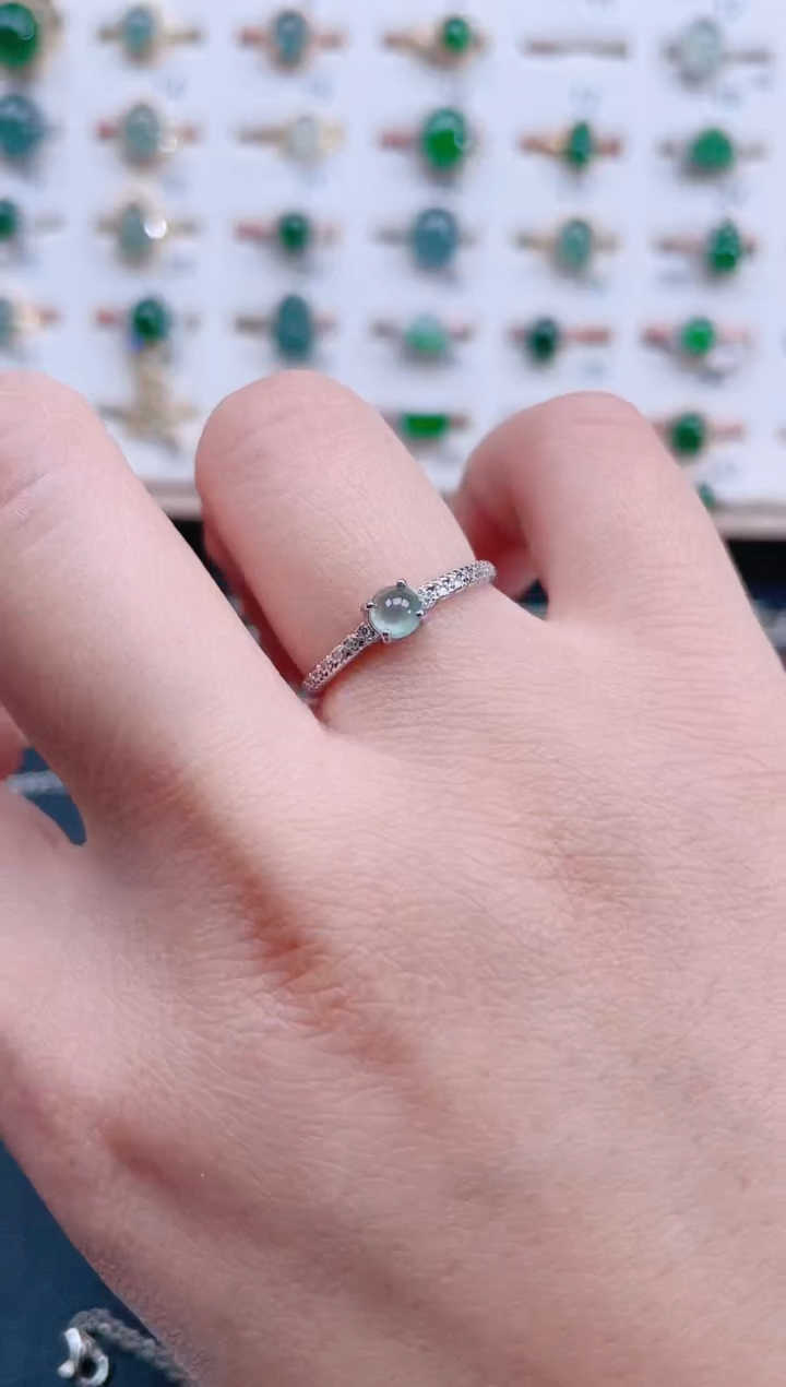 银S925镶嵌戒指翡翠天然翡翠