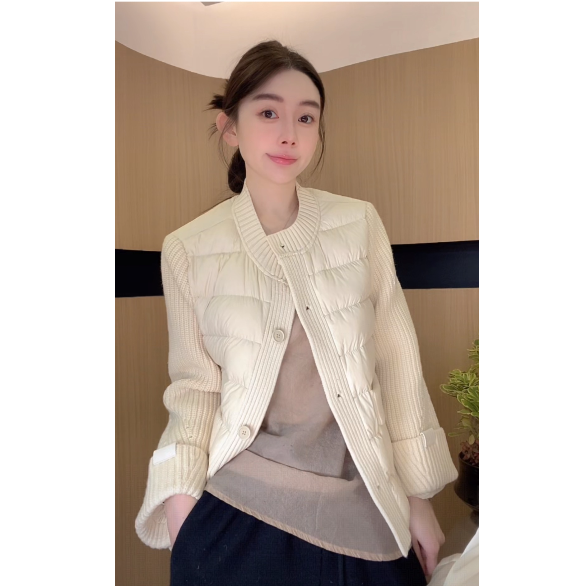 ZHUIMU.【雪中春信】新中式国风高级百搭毛线拼接羽绒服ZM1536