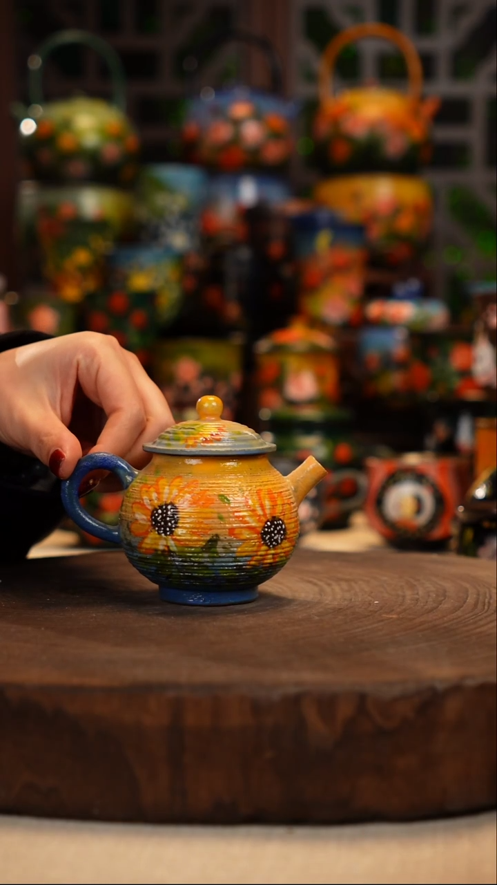 紫砂油画手绘釉下彩