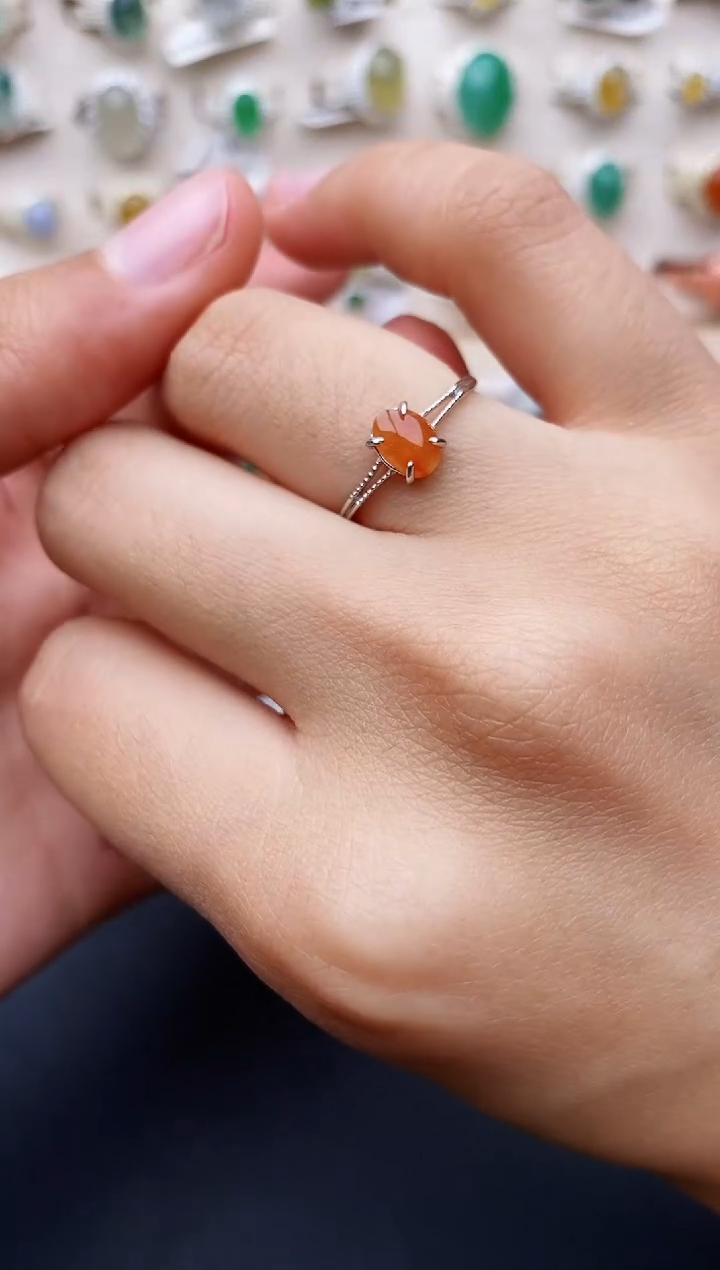 【闪购商品】翡翠戒指银S925镶嵌缅甸翡翠