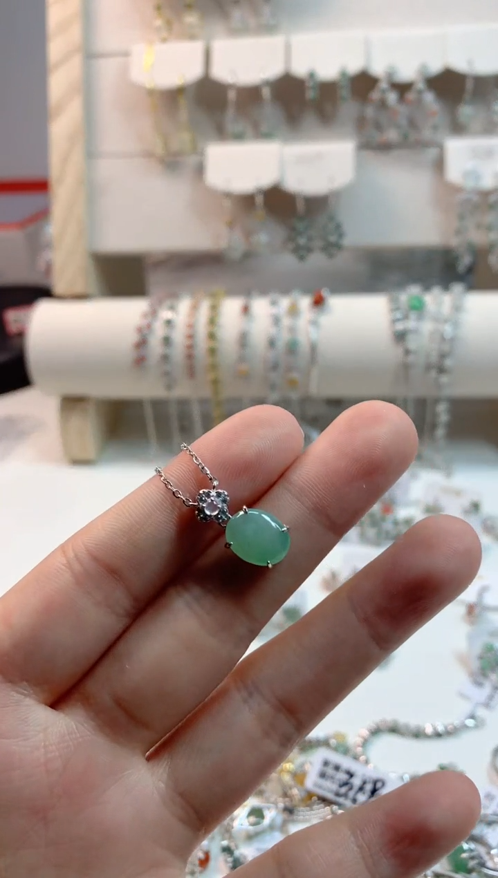 翡翠银S925镶嵌项链1号