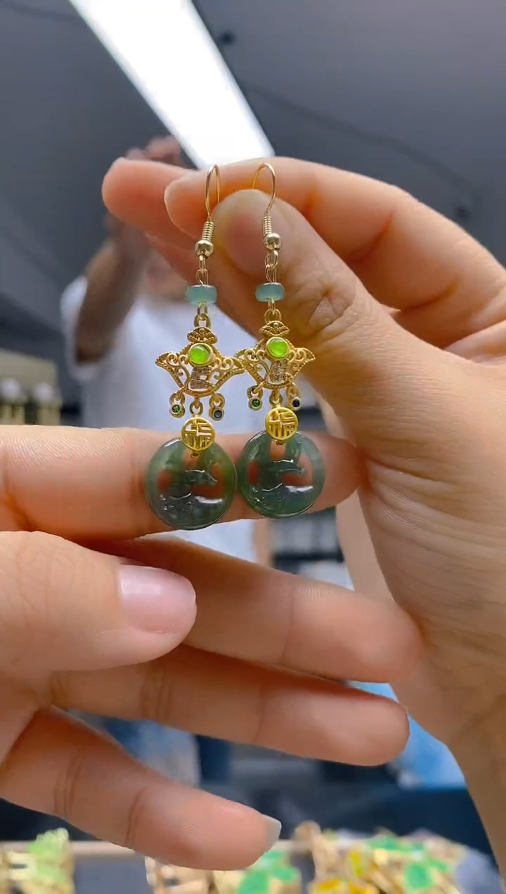 【闪购商品】翡翠耳饰合金392翡翠耳钩