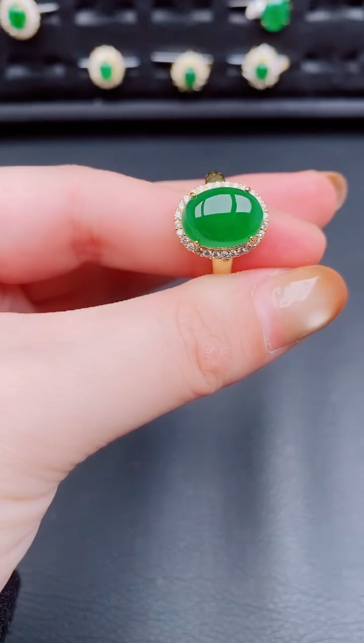 【闪购商品】翡翠戒指银S925镶嵌天然a货翡翠208