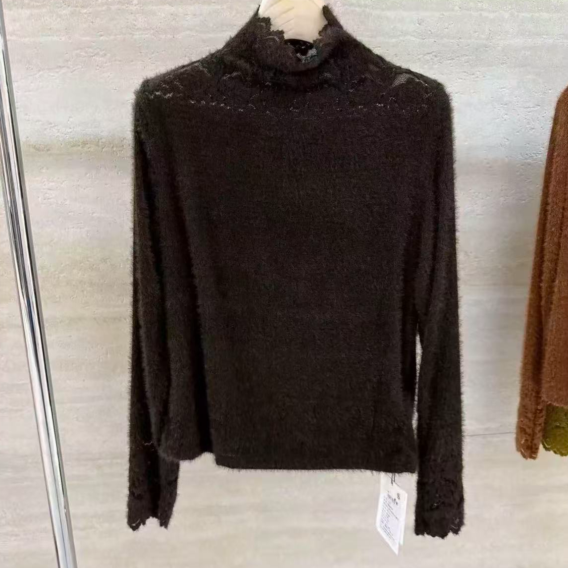 新款法式半高领上衣毛衫时尚百搭镂空内搭