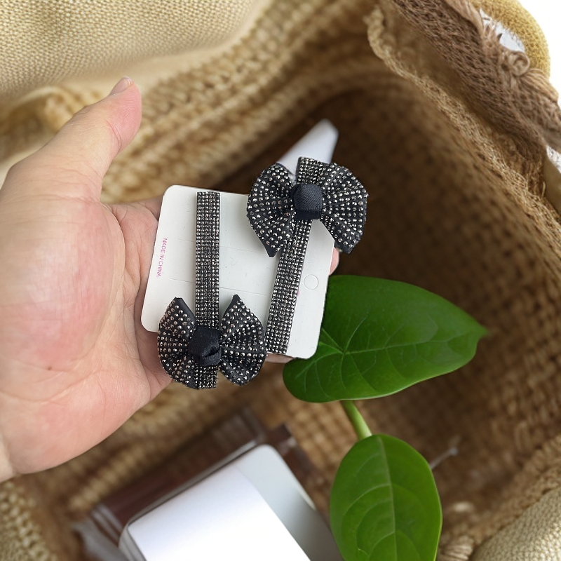 韩版冬季蝴蝶结满钻边夹