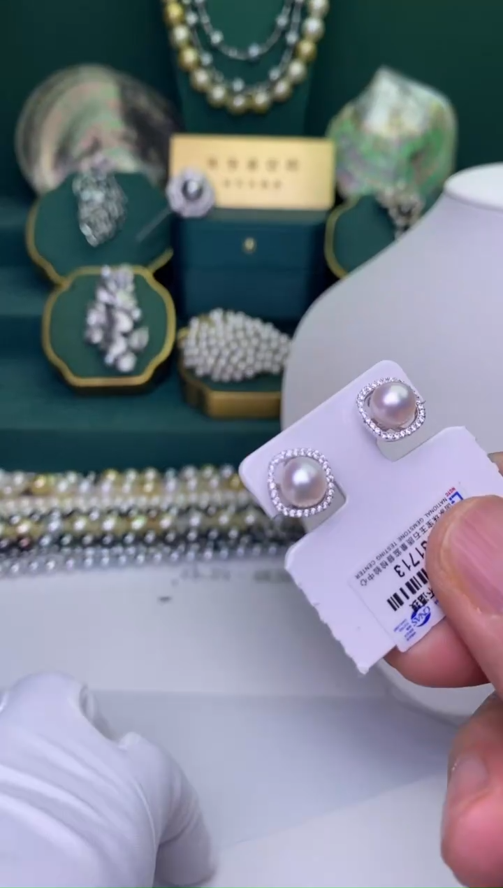 【闪购商品】海水珍珠耳饰银S925镶嵌7-8