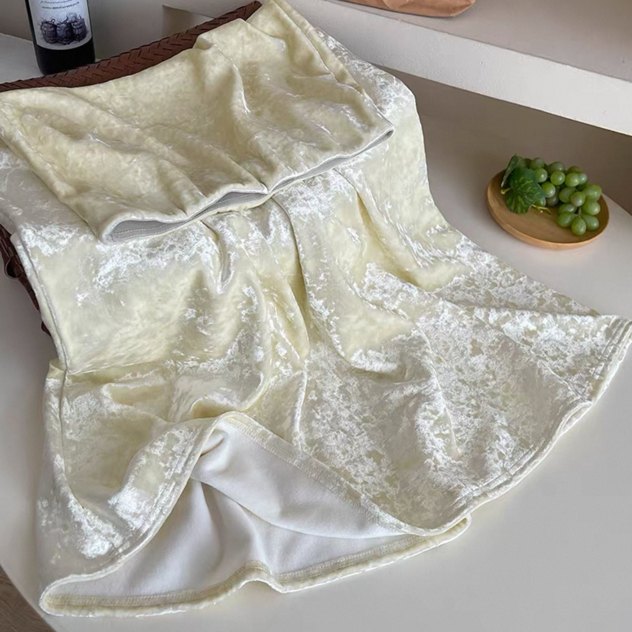 胖小旭【典雅精致】大码秋冬新款钻石绒松紧显瘦长款加绒加厚半身裙