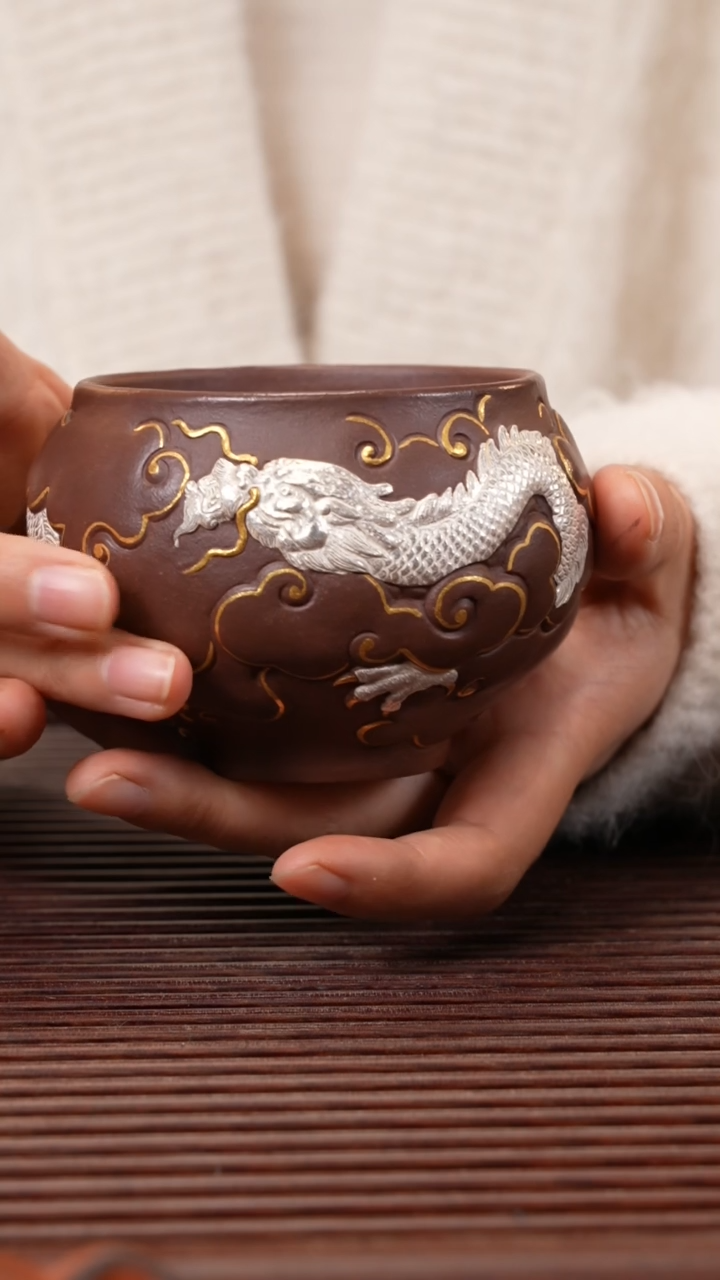 【闪购商品】紫砂茶宠主人杯（描金银）