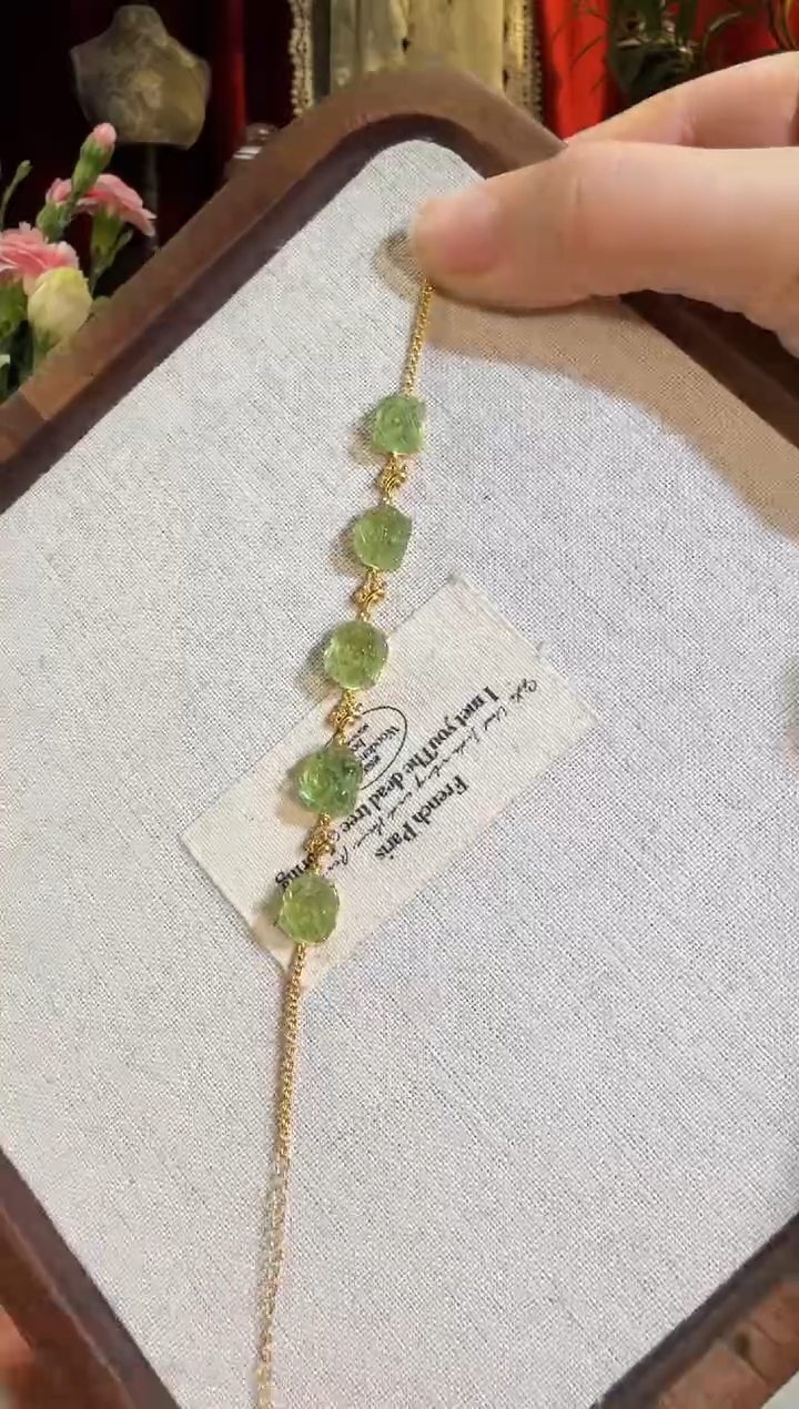 【闪购商品】碧玺手链18K金镶嵌全绿花花