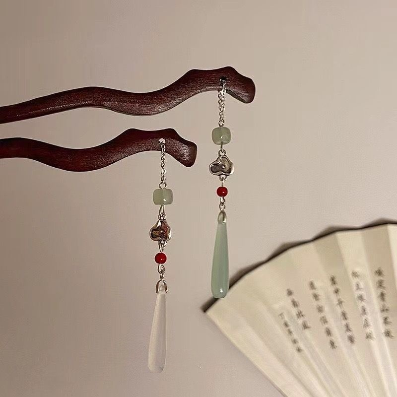 复古布艺发簪优雅青莲日常汉服可爱千盘发气质流苏步摇原创设计