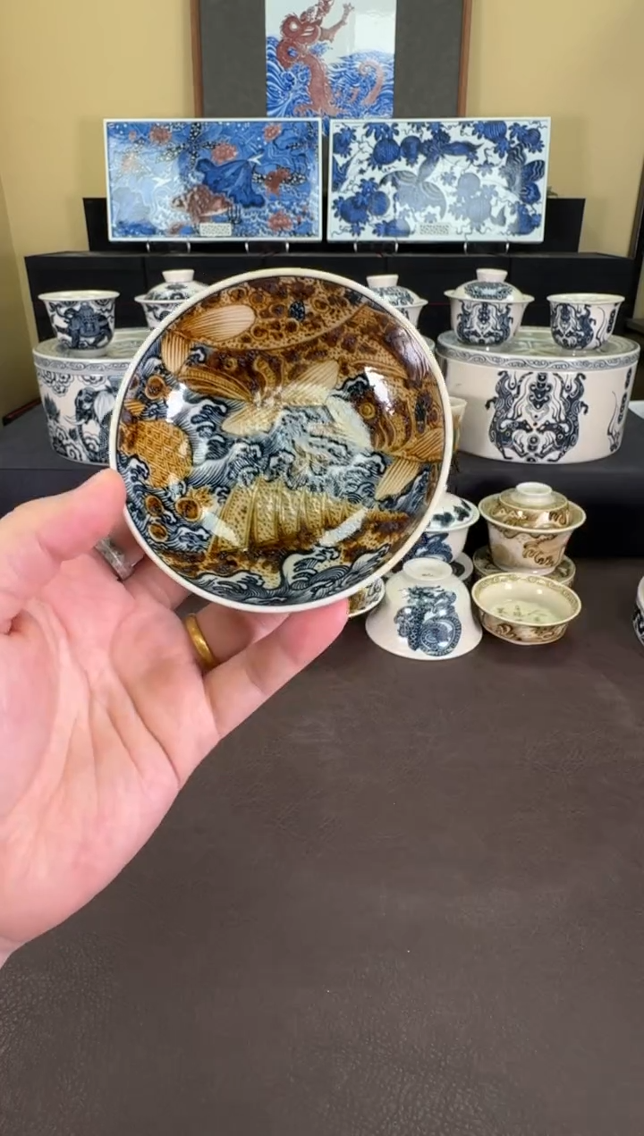 【闪购商品】二号釉海浪鳜鱼普洱杯