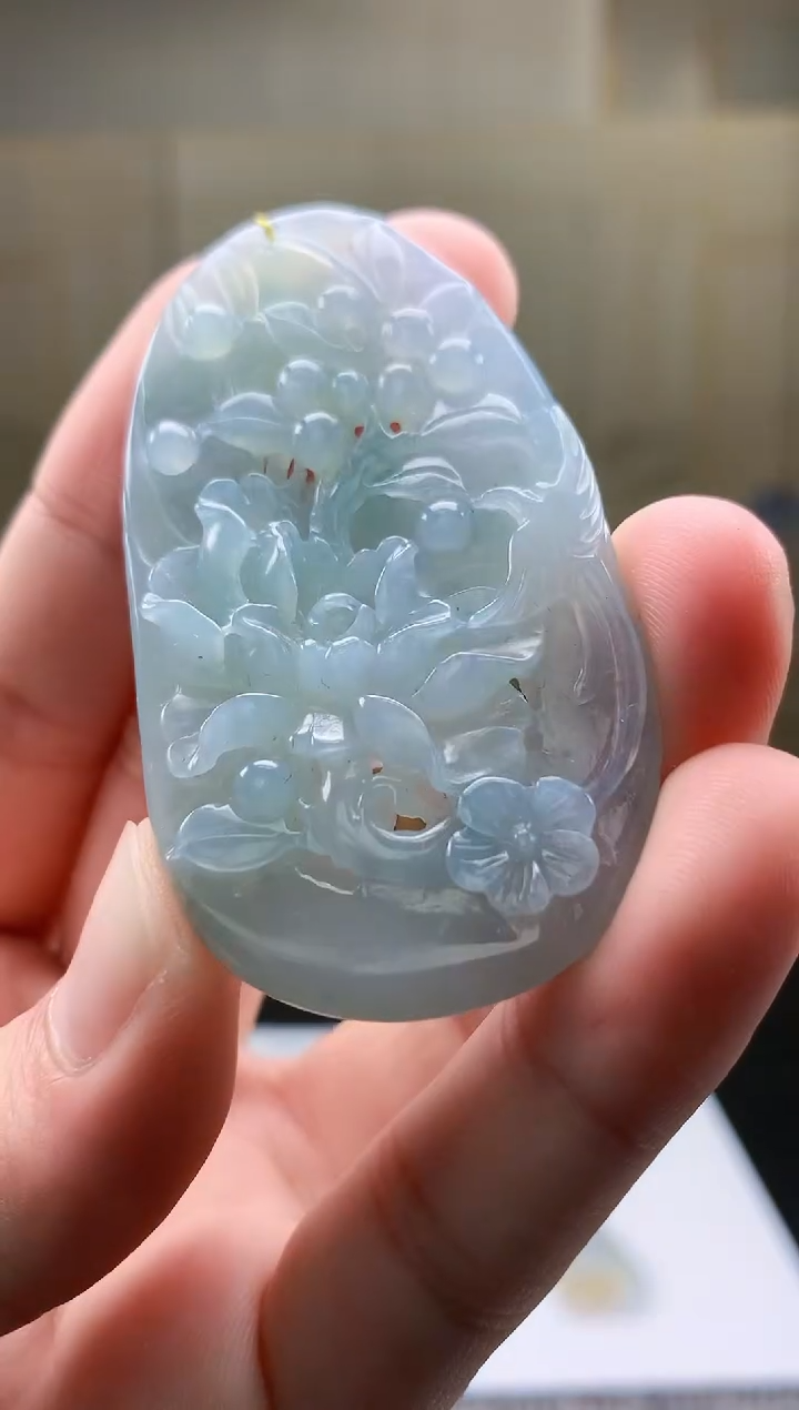 【闪购商品】定制翡翠未镶嵌4868bb-毛货挂件62