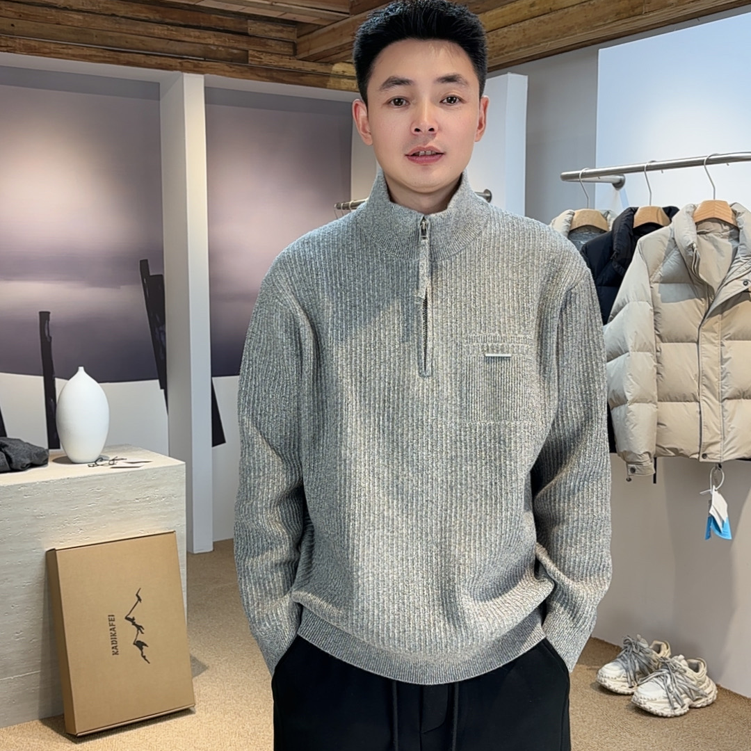 【加绒款】保暖加厚针织毛衣长袖冬季时尚休闲百搭半高领冬立领男