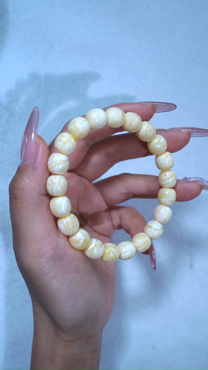 【闪购商品】蜜蜡手链未镶嵌收藏级10mm瓷白浓蜡虎皮妖花