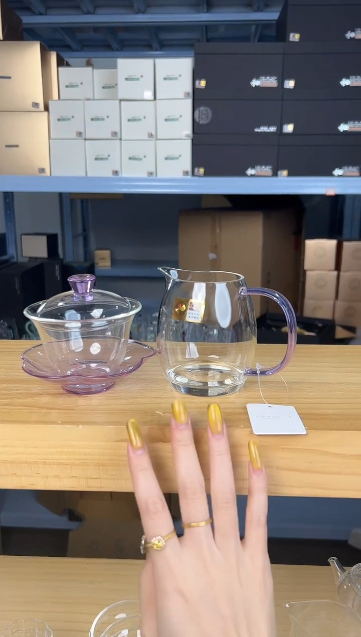 咏荷盖碗+澄然茶海 浅紫