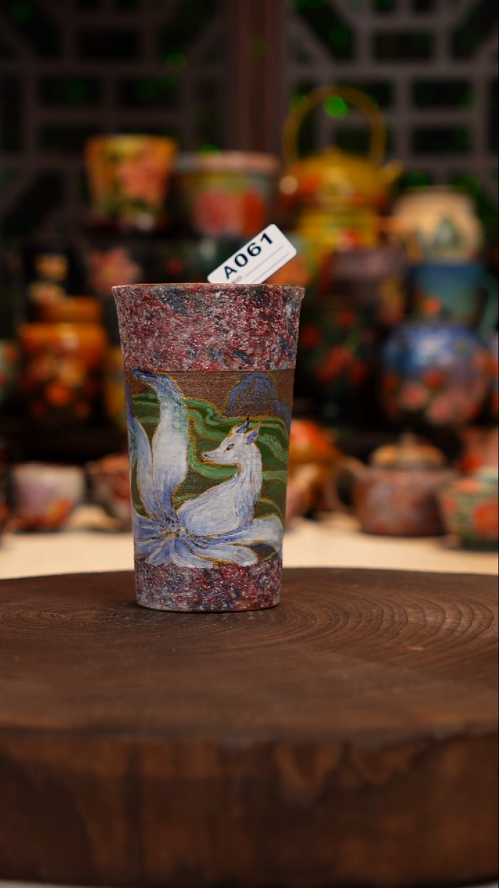 油画手绘釉下彩杯子061