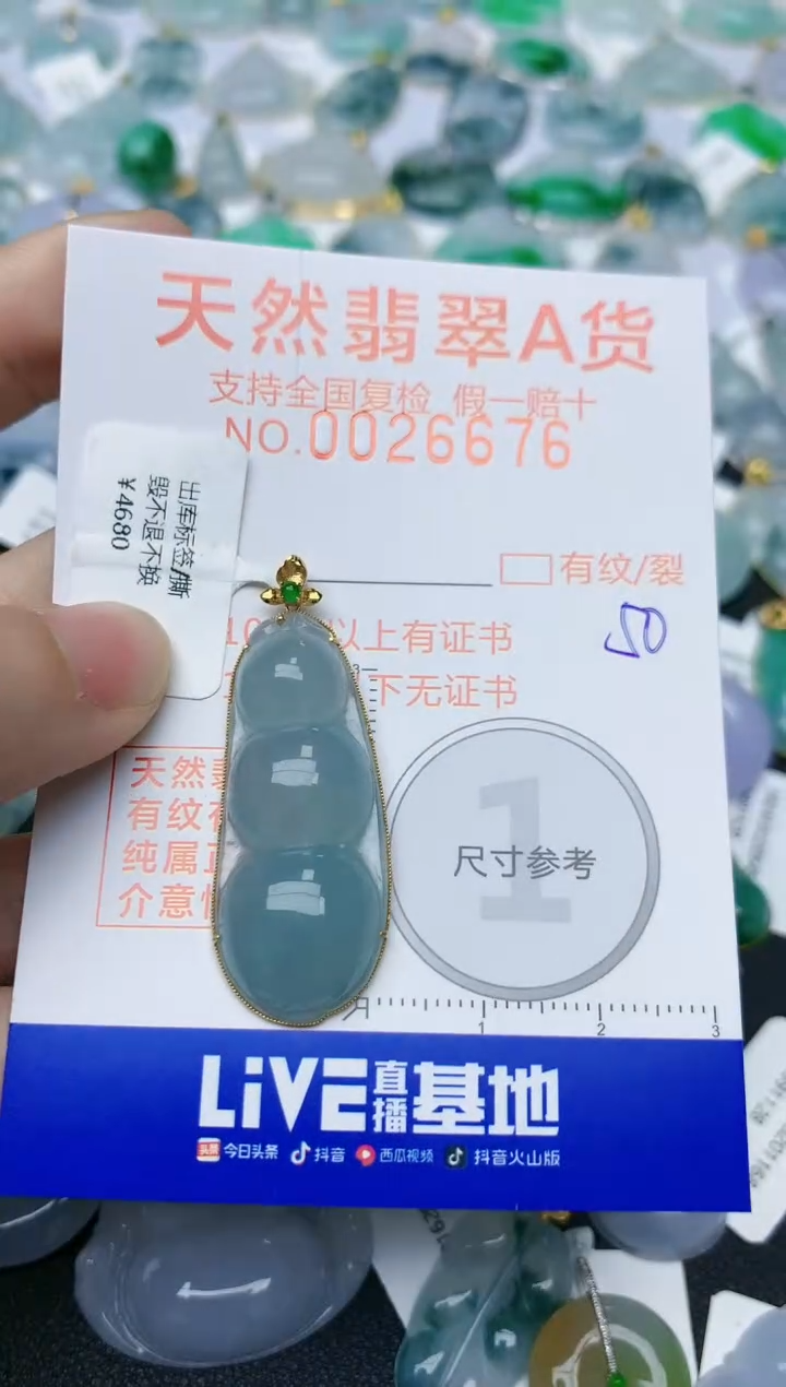 【闪购商品】翡翠颈饰18K金镶嵌天然翡翠A货    