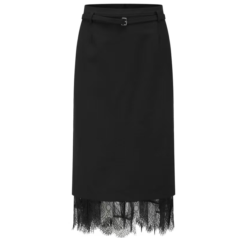 ELVIS.CHEUNG25春季新品女士设计师款精纺假两件蕾丝鱼尾半身裙